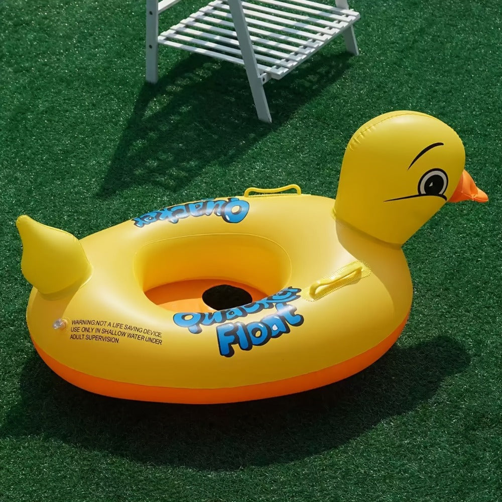 Pool Float Duck-Shaped Ring with Two Built-In Handles and One, Two or Four-Piece Pack Selections — image 2