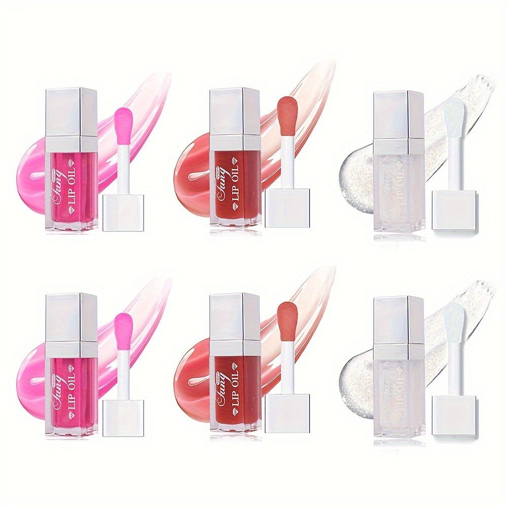 Plumping Lip Gloss Oil Set 3pcs 6pcs Transparent Glow Lip Plumper – High-Shine Glossy Finish in Berry Coral Pink Red — image 
