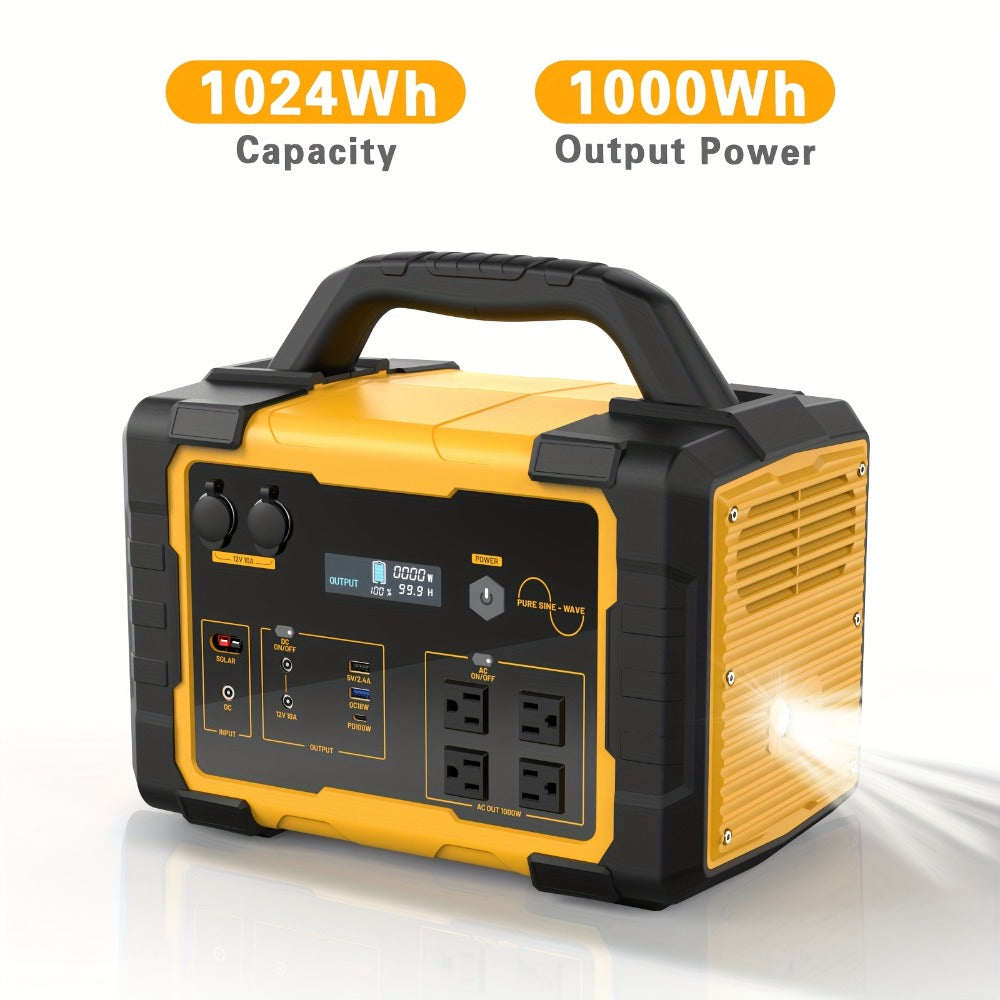 Portable Power Station 1075Wh/294Wh – 1000W/300W Solar Generator, Lithium Battery, 120V AC Outlet, for RV, Camping, Hiking — 