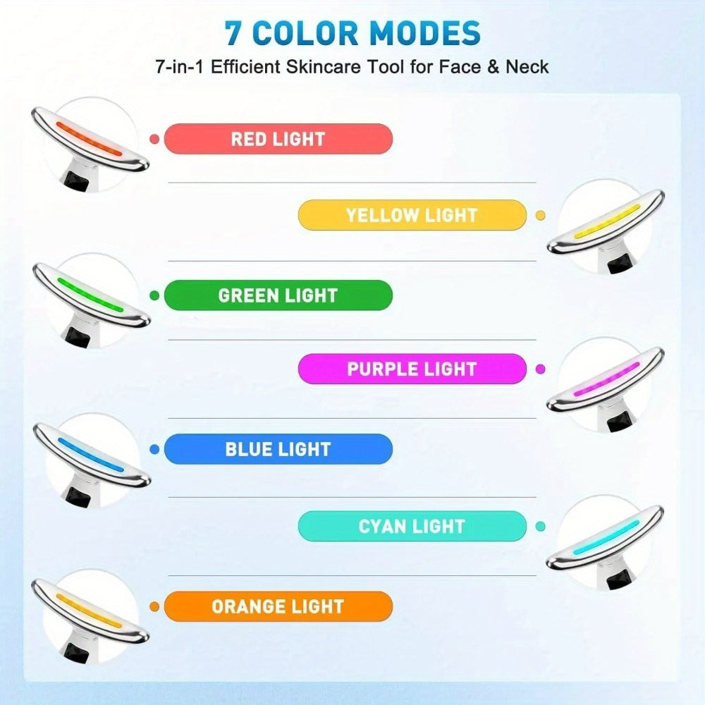 Facial Lifting Device 7-in-1 EMS Microcurrent Neck Face Massager LED Photon Therapy Rechargeable Beauty Tool for Women — imag