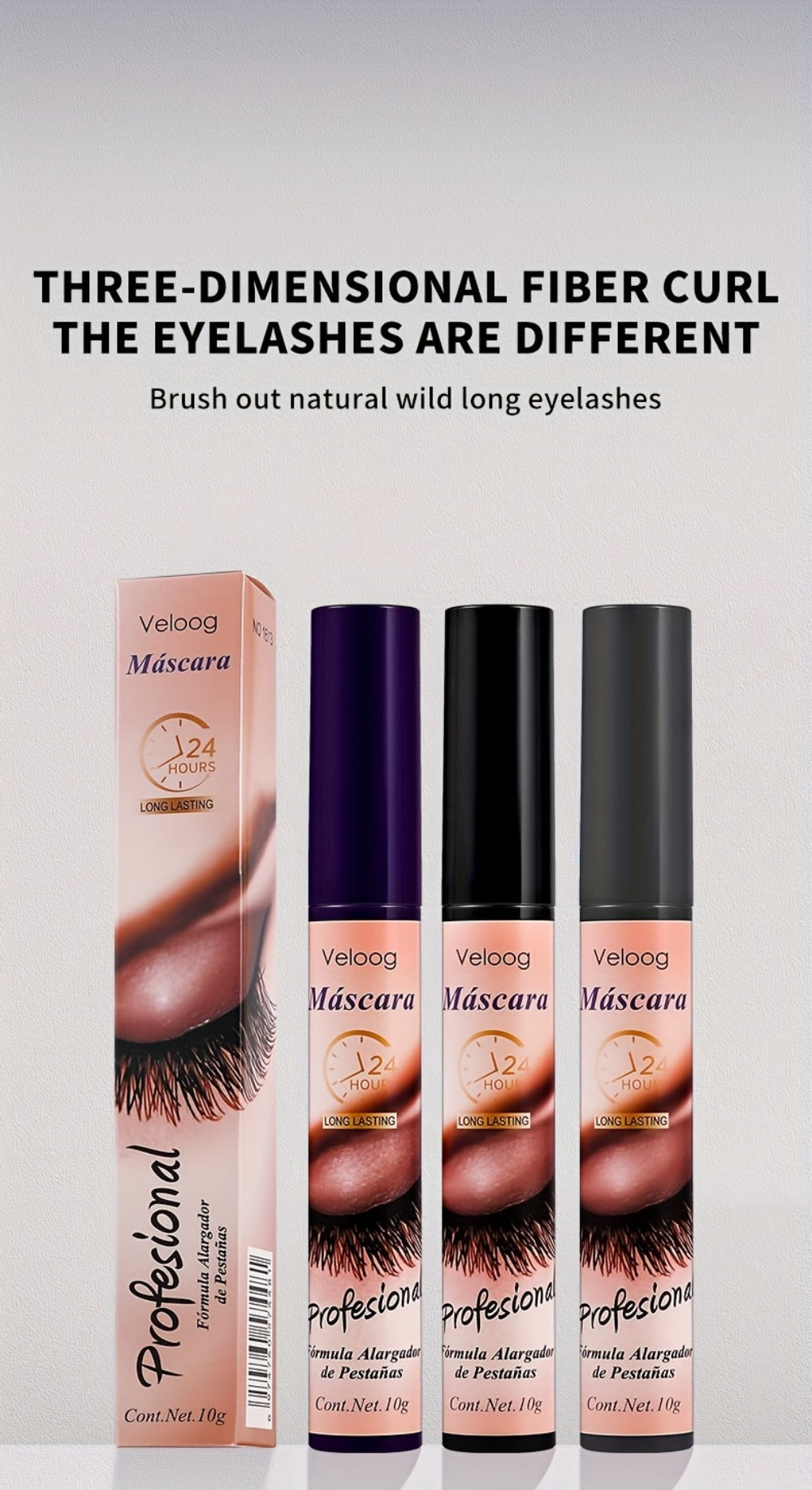 Waterproof Mascara Set 3 Piece, Lengthening Volumizing Curling Lash Mascara with Sea Urchin Spiral Conical Brush Heads — imag