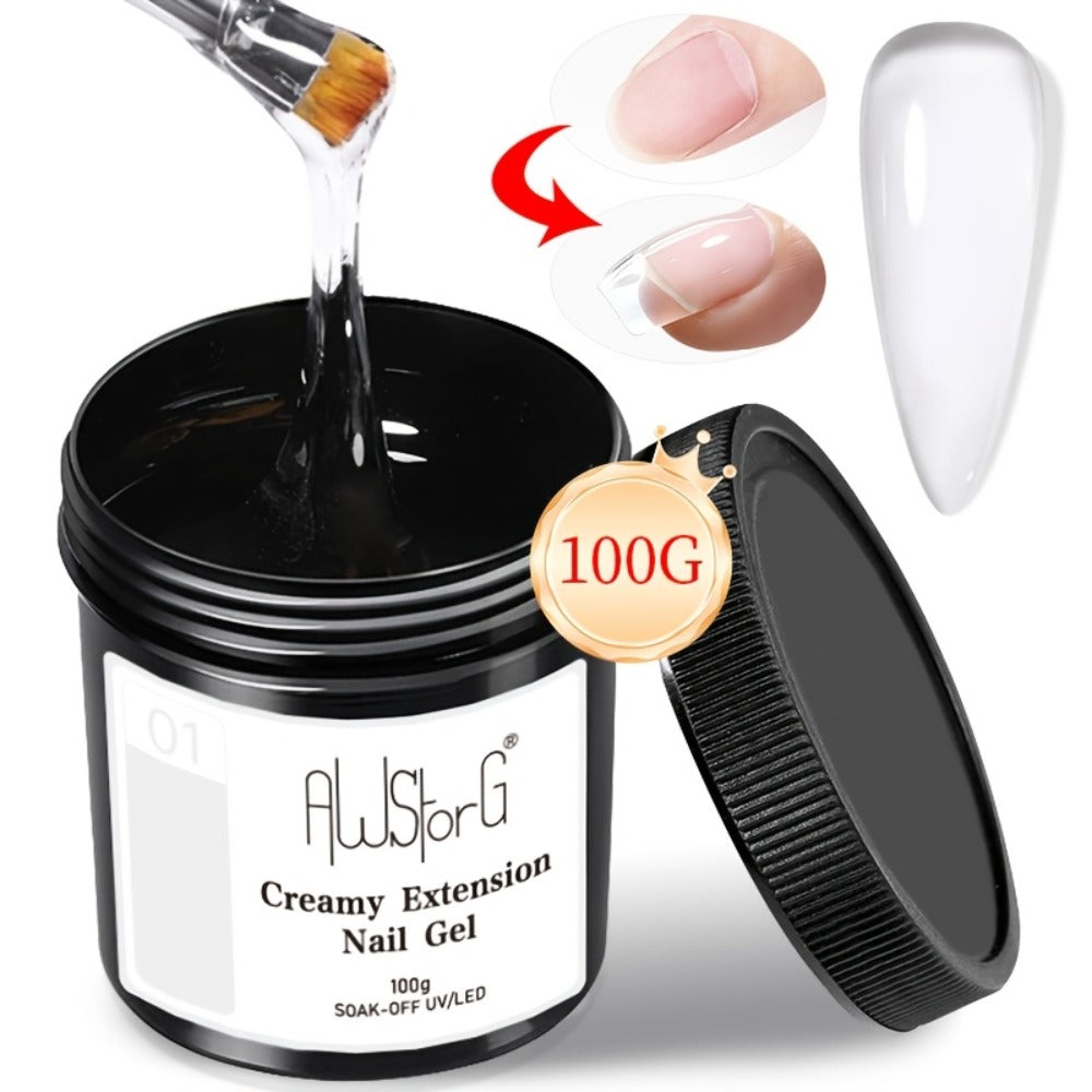 Clear Nail Extension Builder Gel Kit, Three 100g Containers for UV LED Manicure Length and Structure — image 2