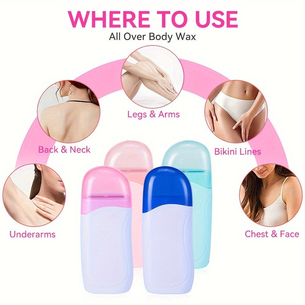 Wax Warmer Roller Kit for Hair Removal – Portable Electric Roll-On Soft Wax Heater for Women & Men, At-Home & Salon Waxing — 