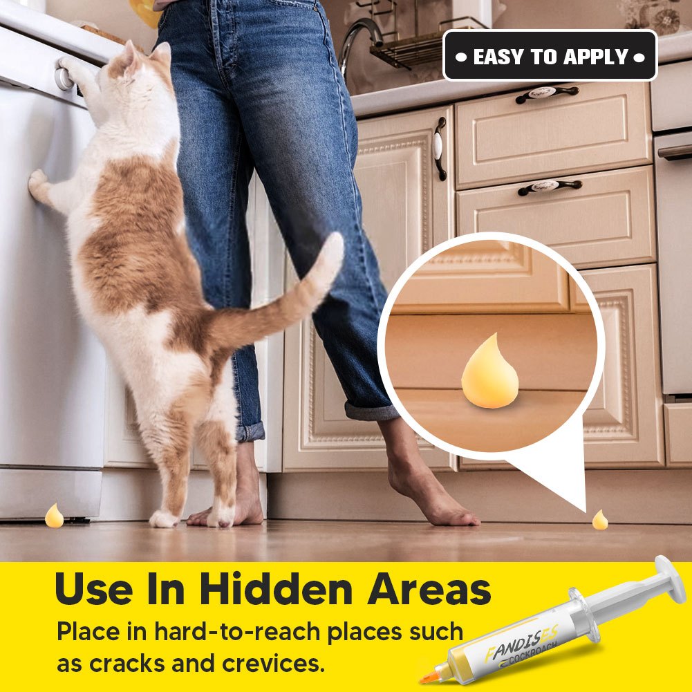 Roach Gel, 4-Pack Syringe Kitchen Bathroom Crack Crevice Trap for Home Cooking, Dining and Outdoor Meals — image 4