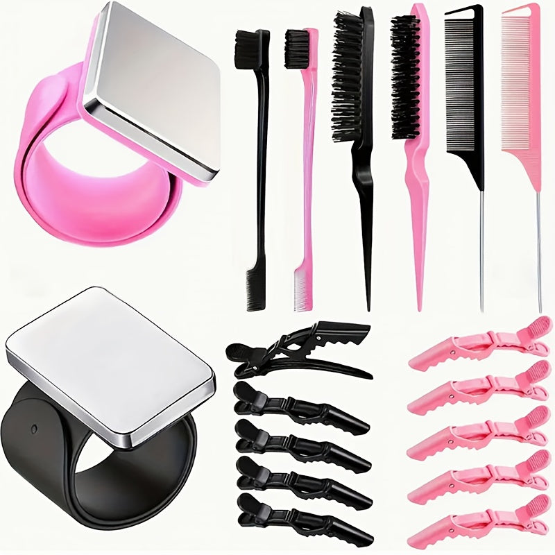 Hair Sectioning Clips 18-Piece Set with Crocodile Clips, Silicone Patting Separator & Curling Wrist Bracelet – Salon Perming 