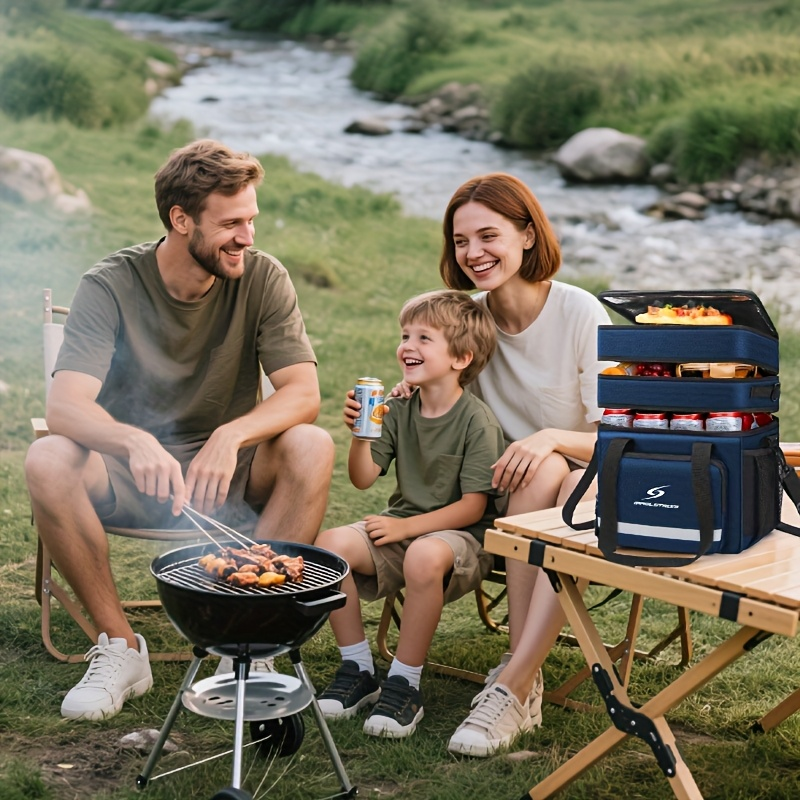 19L Triple-Compartment Lunch Bag with Three Stacked Zippers, Shoulder Strap and Four Color Options — image 11