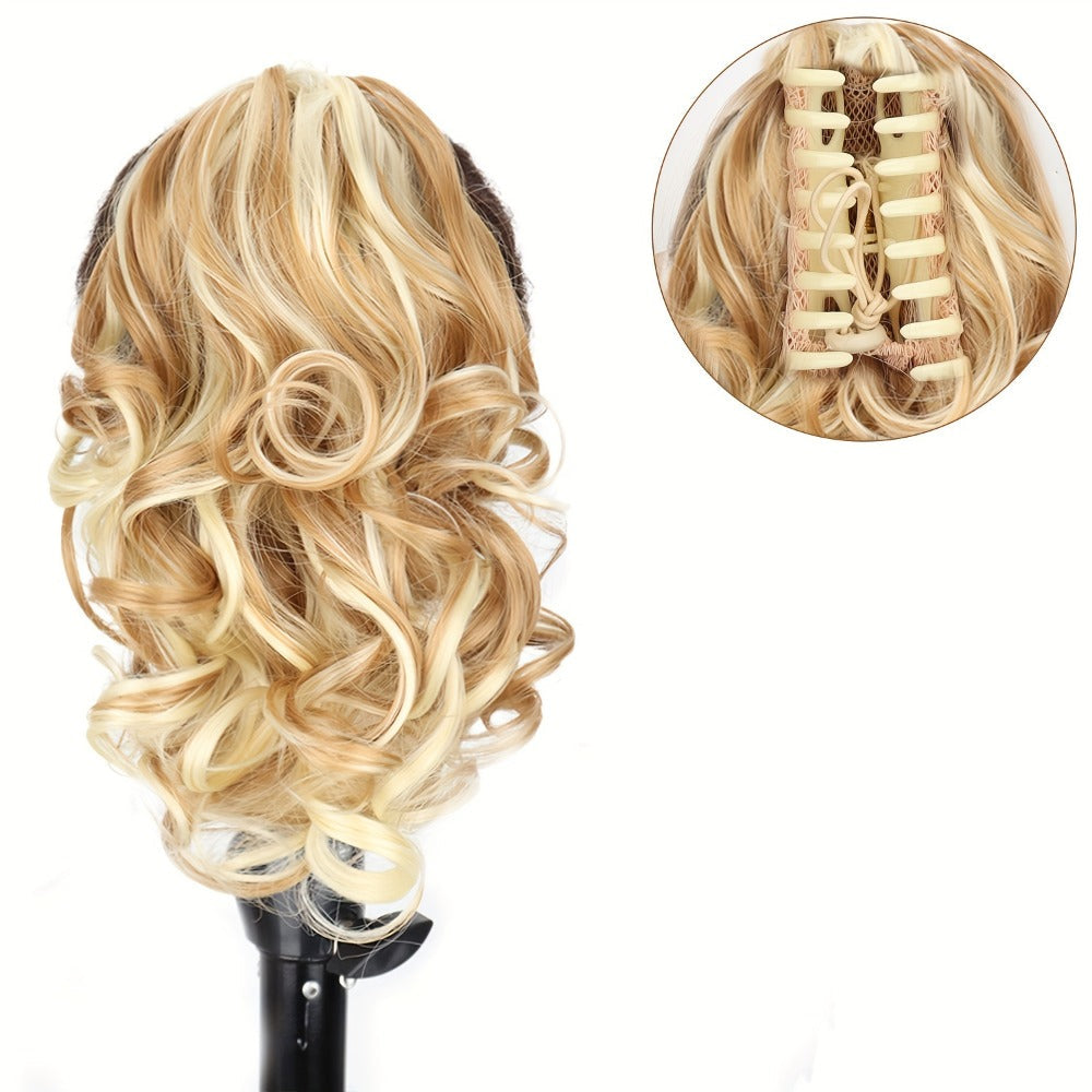 Hair Extensions Curly 8-Inch Synthetic Ponytail with Claw Clip and Eight Dark, Brown and Blonde Colors — image 10