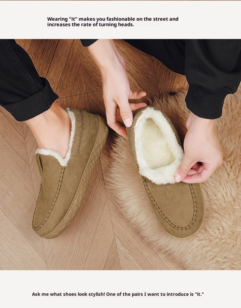New Mens Slip-on Snow Boots With Fleece Lining For Extra Warmth In Winter