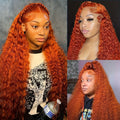 Lace Front Wig 24in Deep Curly Style with 13x4 Lace, 180% Density and Ginger Orange Color Choice — image 1