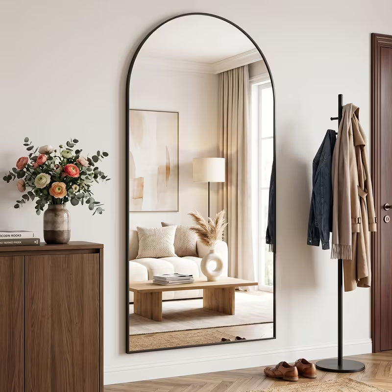 Oversized Arched Full Length Floor Mirror with Stand