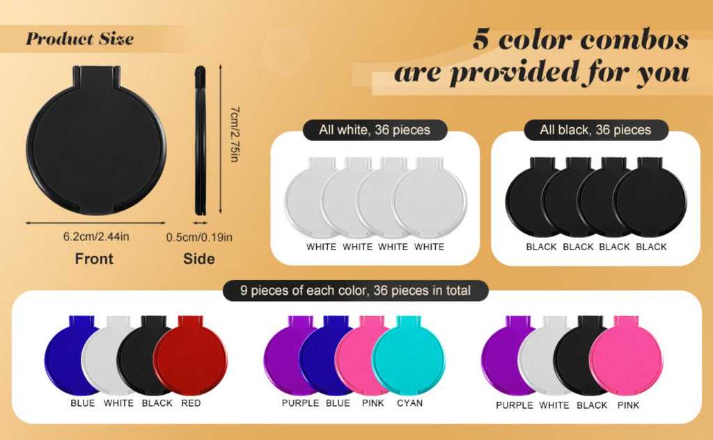 Makeup Mirror Set 10 or 21-Piece Royal Blue Folding Pocket Compacts with Round Glass, Flip Covers and Stand Function — image 