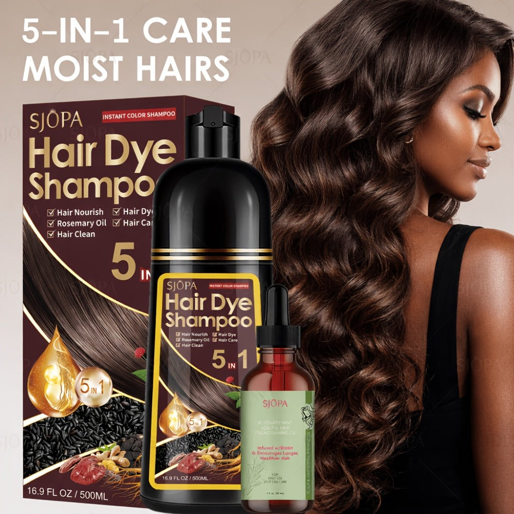 Gray Coverage Hair Dye Shampoo Kit 3-in-1 with Rosemary Hair Oil - Quick Color, Gentle & Natural Formula for Men & Women — im