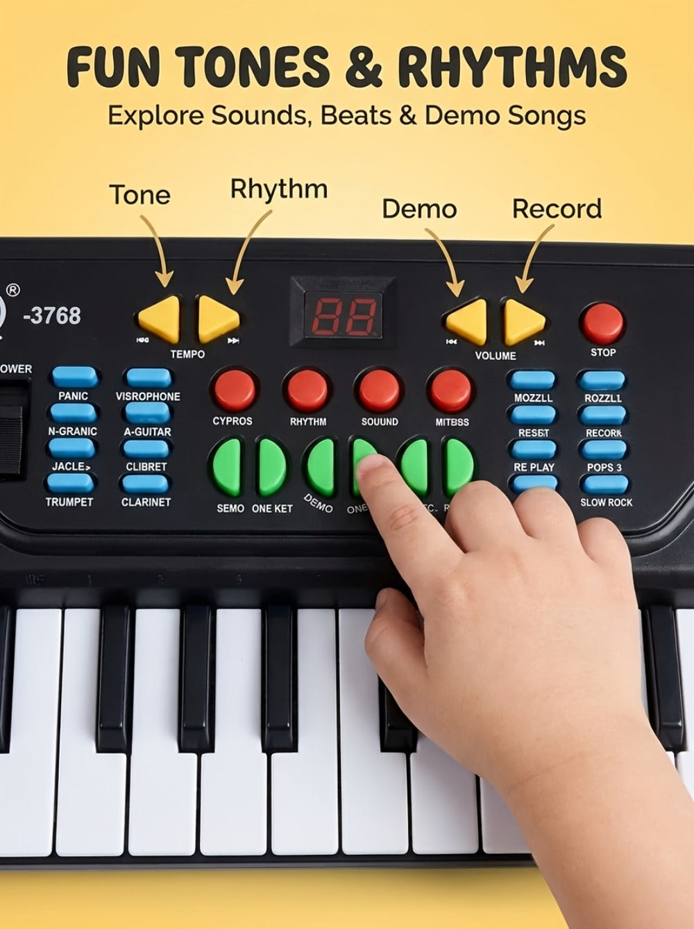 Kids Electronic Keyboard with Microphone, Black, Music Learning Toy for Boys & Girls, Sing-Along Piano Instrument — image 11