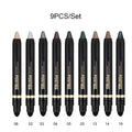 Metallic Eyeshadow Stick Set 9pcs Waterproof Long-Lasting Eye Makeup Kit – Shimmer Crayon Eye Brightener Highlighter & Eyelin