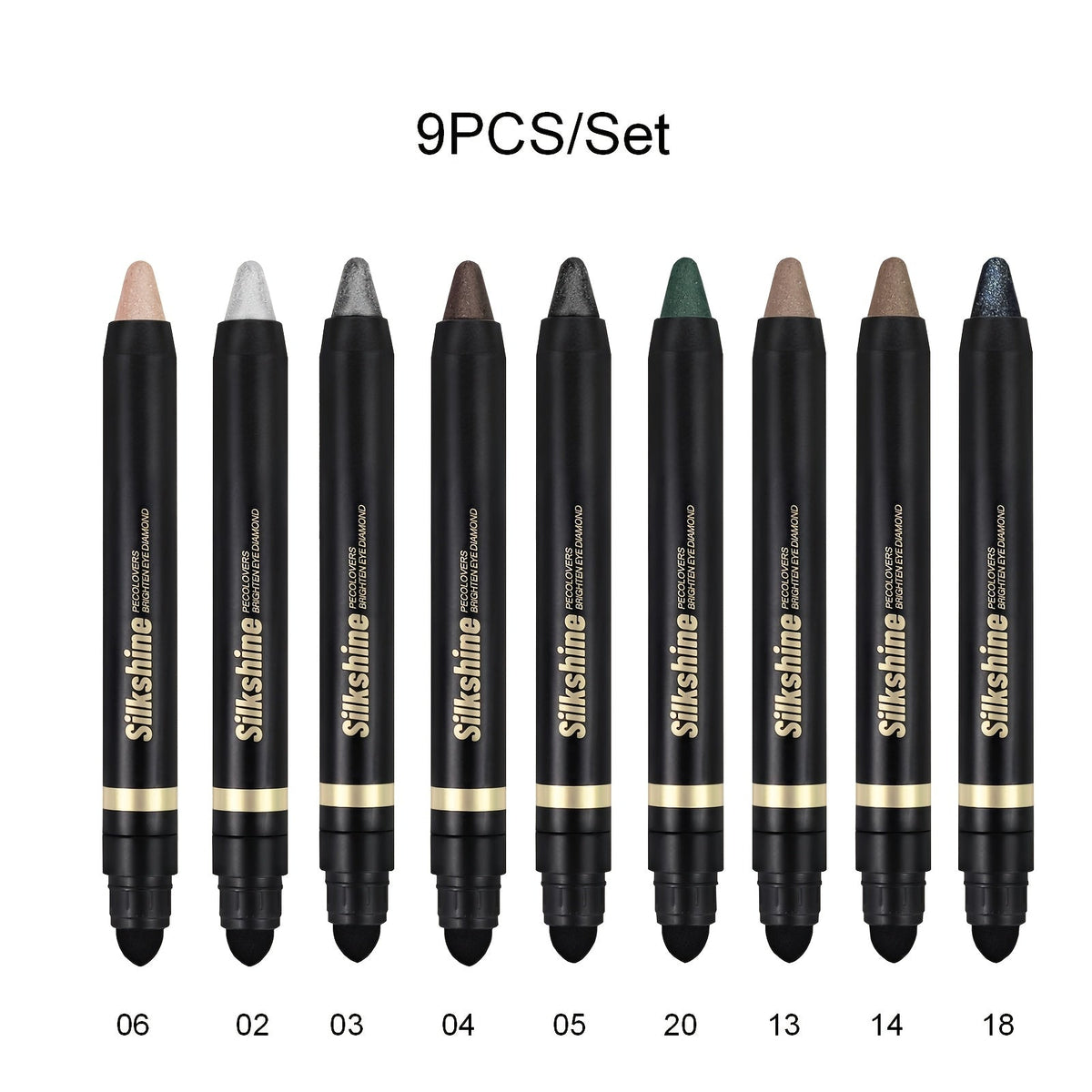 Metallic Eyeshadow Stick Set 9pcs Waterproof Long-Lasting Eye Makeup Kit – Shimmer Crayon Eye Brightener Highlighter & Eyelin