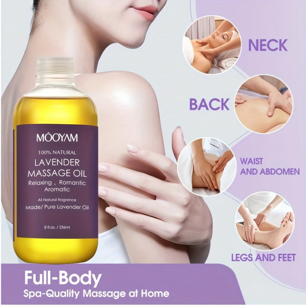 Lavender-Labeled Massage Oil in One or Three 236 ml Bottles with Pour Caps for Body-Care Routines — image 16