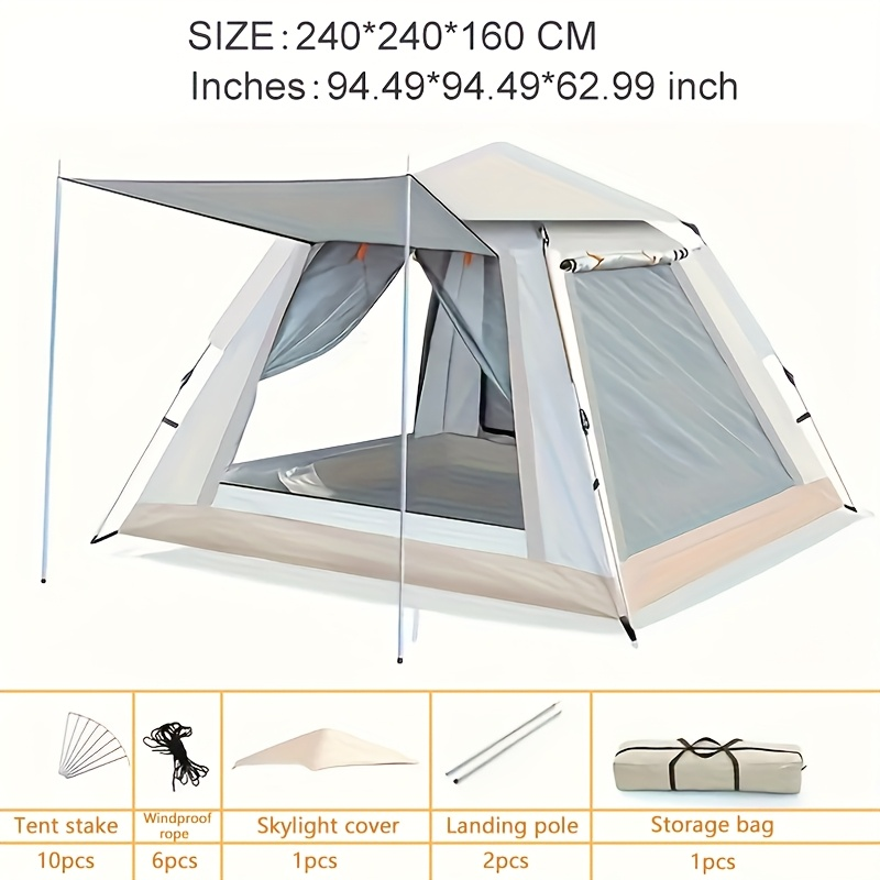 Camping Tent 4-6 Person Automatic White Shelter with Four-Sided Ventilation and Zipper Entry — image 10