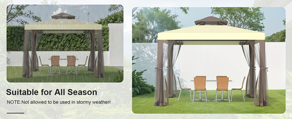 Gazebo with Mosquito Netting Steel Frame, Backyard Garden BBQ Party for Grilling, Camping and Outdoor Meals — image 14