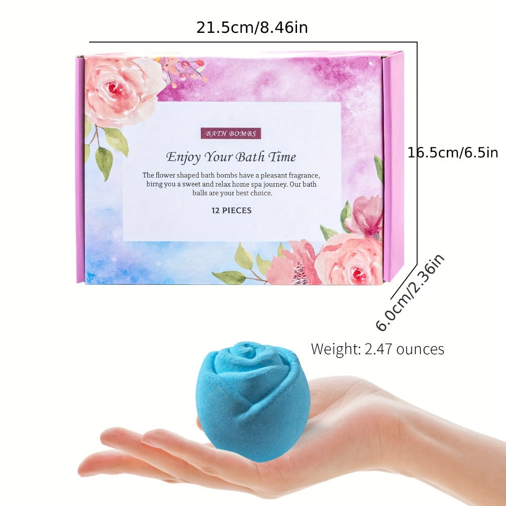 Bath Bombs, 12-Piece Shea Butter and Essential Oil Gift Set with Assorted Round Fizzers and Fragrance Labels — image 3