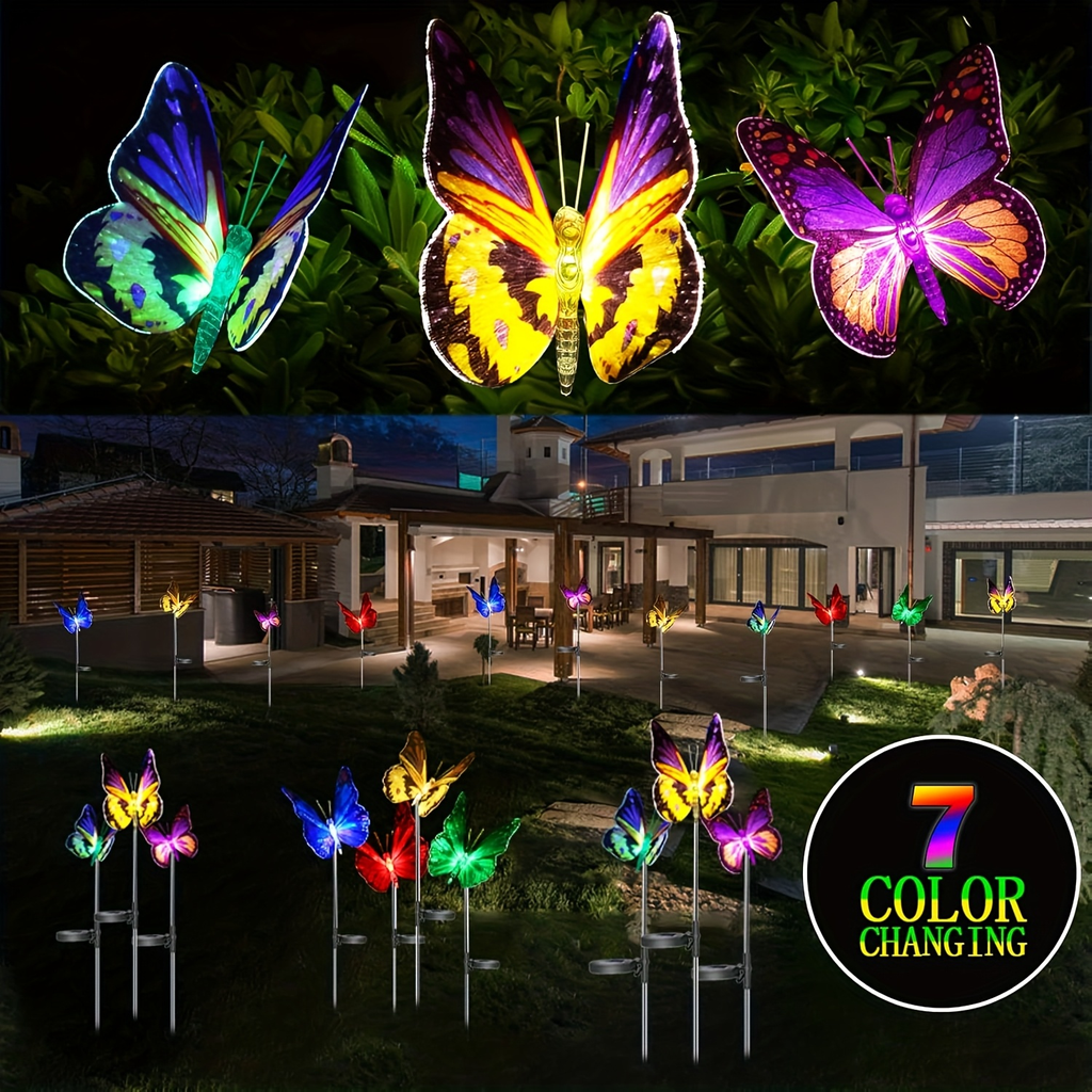 Solar Garden Lights Butterfly Stakes with Color-Changing LEDs in 3- or 6-Pack Sets for Lawn Decor — image 10