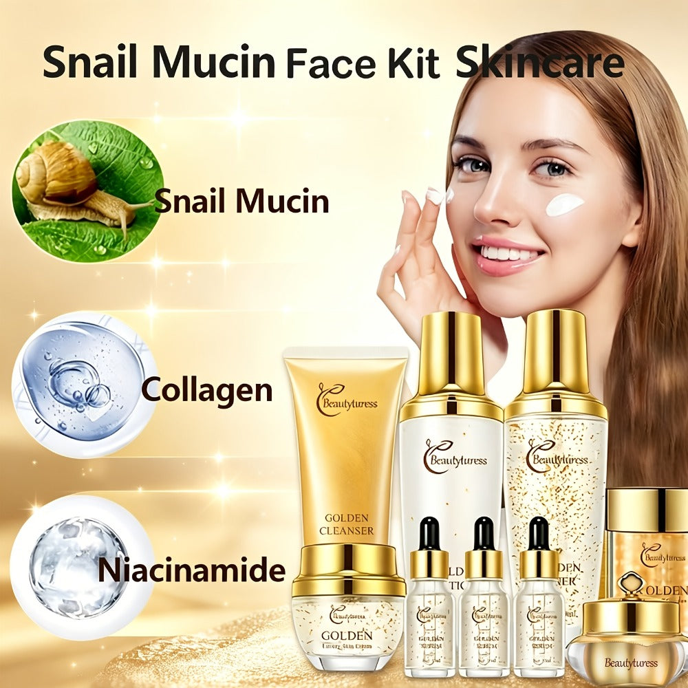 Skincare Set with Beautyluress Label, 9 Collagen and Hyaluronic Acid Cleanser Serum and Cream Items — image 5