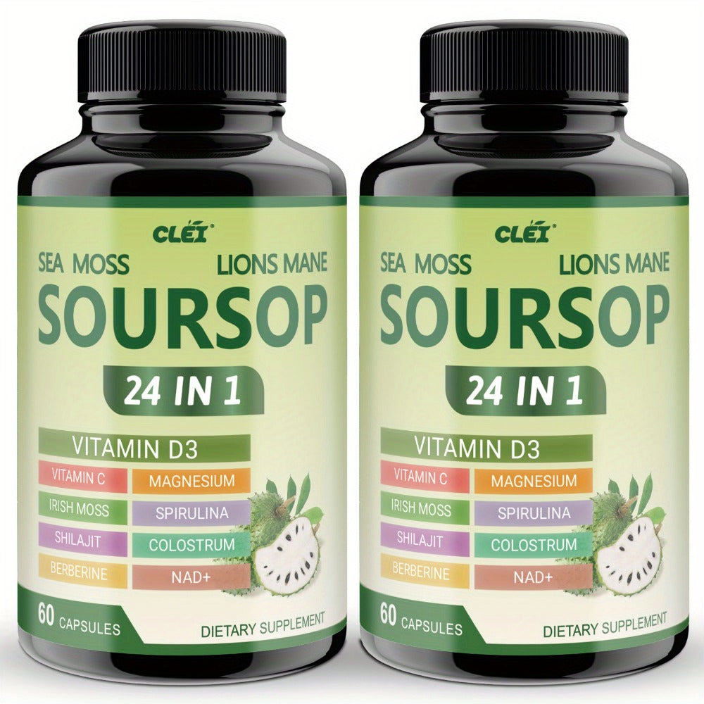 Herbal Supplement with CLEI Label, Soursop Graviola 24-in-1 Capsules, 60 Count, One or Two Bottles — image 5