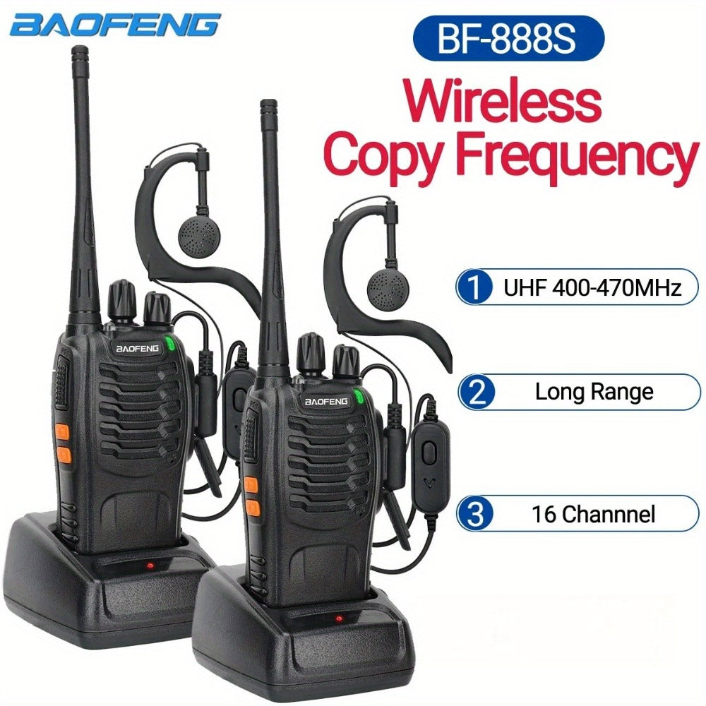 Baofeng BF-888S Walkie Talkie 2-Pack – Long Range UHF Two Way Radio, Wireless Frequency Copy, Portable Ham Radio for Hunting,