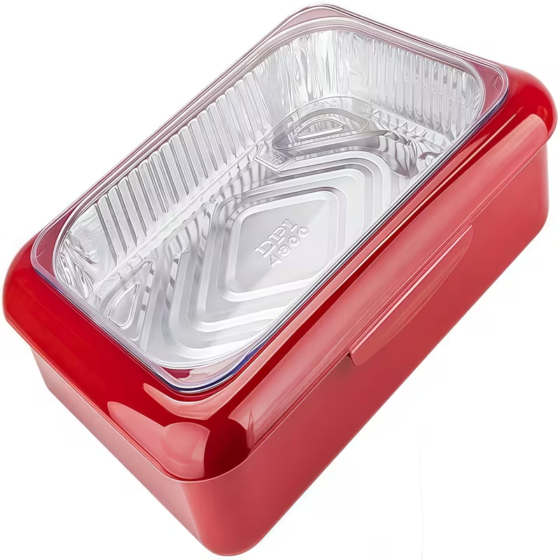 Foil Pan Carrier with Lid 2 in 1 Stackable Food Storage Set BPA Free Dishwasher Safe Portable Casserole Holder for Potluck BB