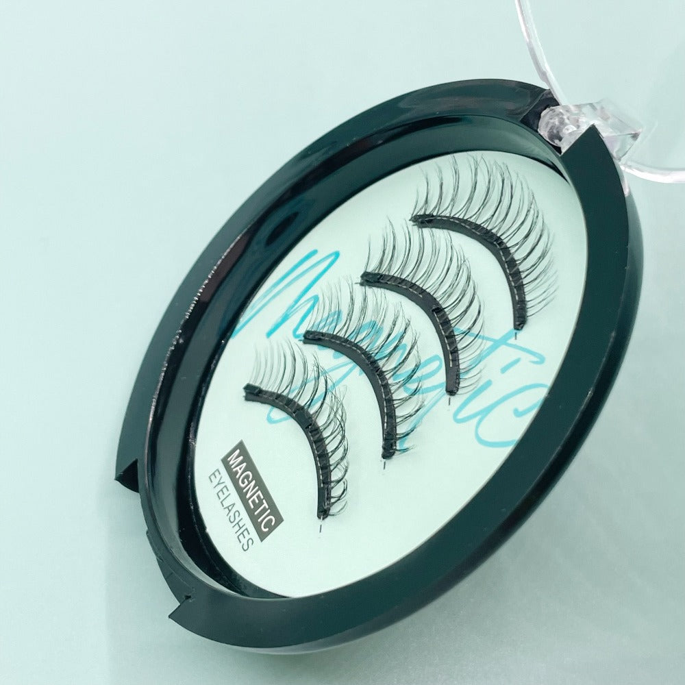 CX159-1 Natural-Style Magnetic False Eyelash Pair with White Curved Applicator and Round Case — image 8