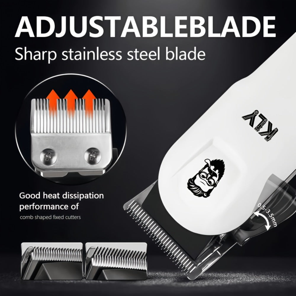 Hair Clippers & Trimmers KLY White Full-Size Clipper with LCD Display, USB Charging and Guide Comb Set — image 7