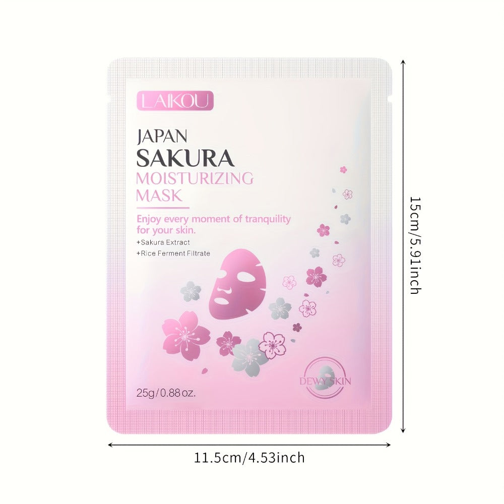 LAIKOU Sakura Sheet Mask 40-Pack with 25g Pouches, Sakura Extract and Rice Ferment Filtrate Labels — image 4