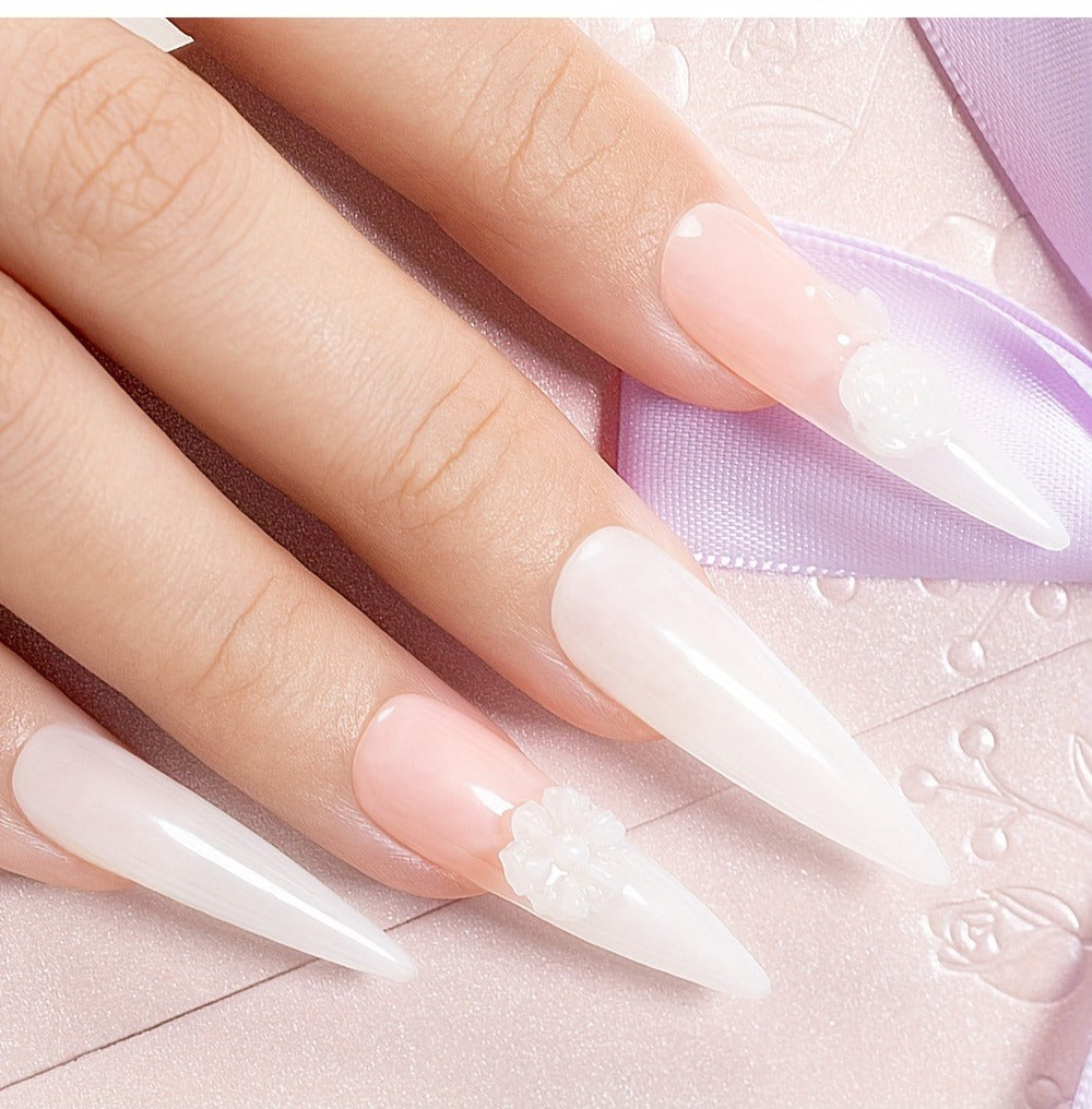 Builder Gel Nail Extension Starter Kit 5pcs Clear Nude Solid – Hard Gel Sculpting Set with Flower Molds & Sculpting Brush for