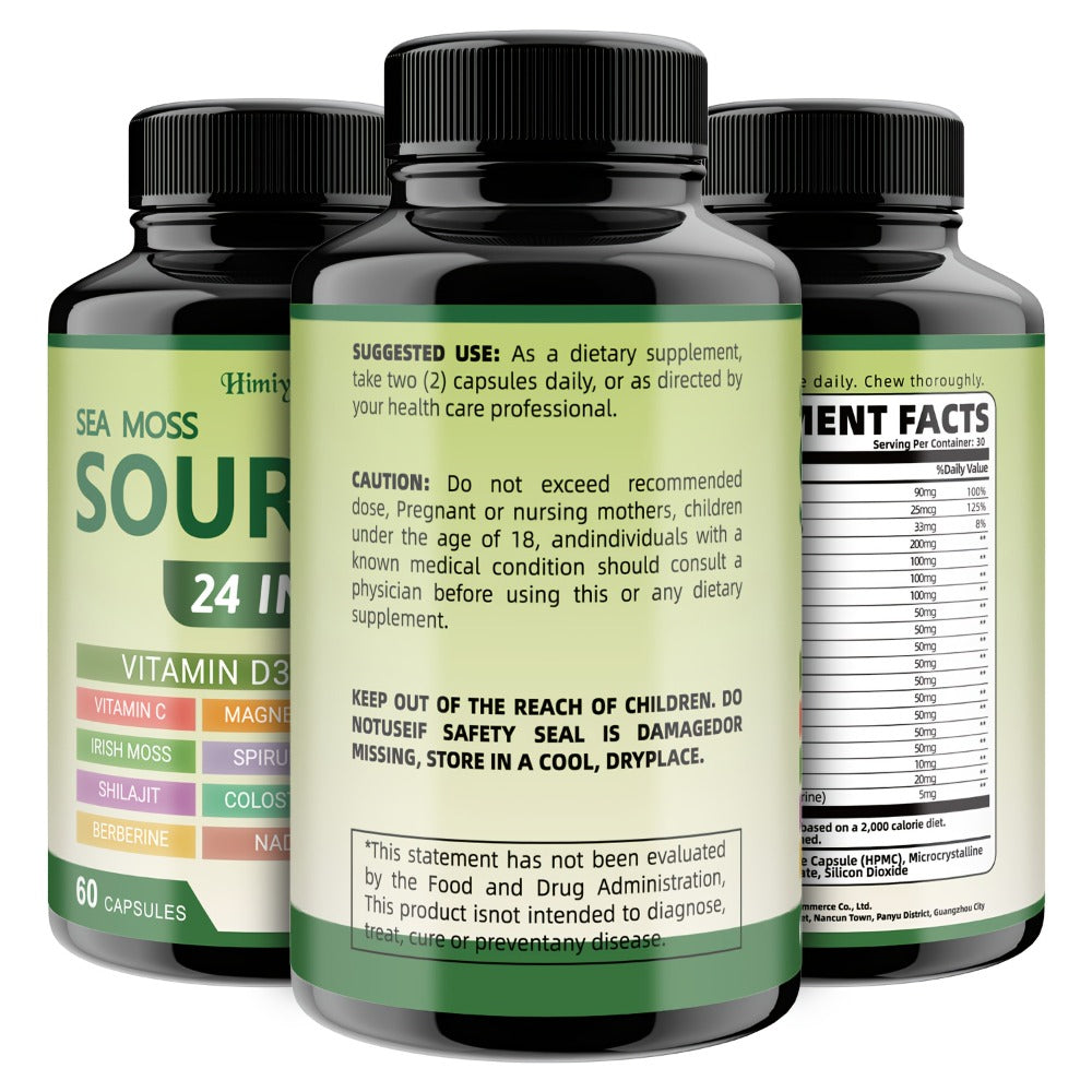 Soursop Capsules Advanced Herbal Supplement with Shilajit, Irish Moss, Berberine & NAD+, Immunity — image 5