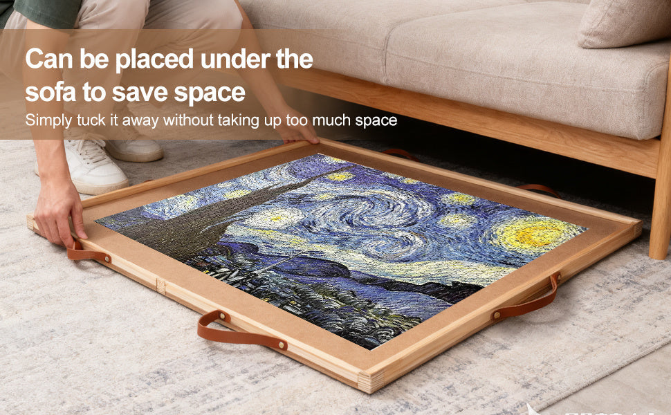 Jigsaw Puzzle Table 35"x27" with 360° Rotating Turntable & Easy-Pull Handle Drawers – Large Puzzle Board Organizer with Dust 
