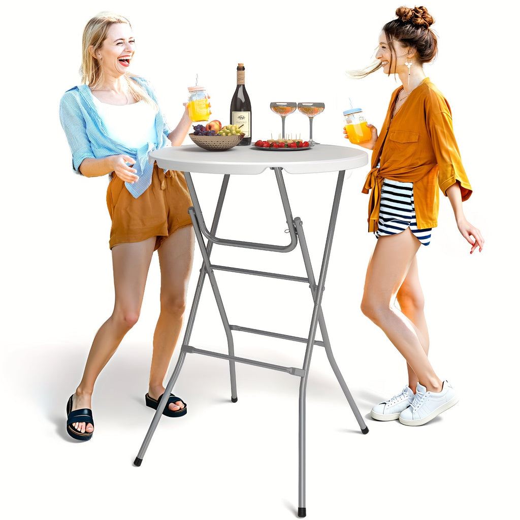 Round Bar-Height Folding Table with 31.5-Inch Top in Black or Black-and-White Two-Piece Set — image 3