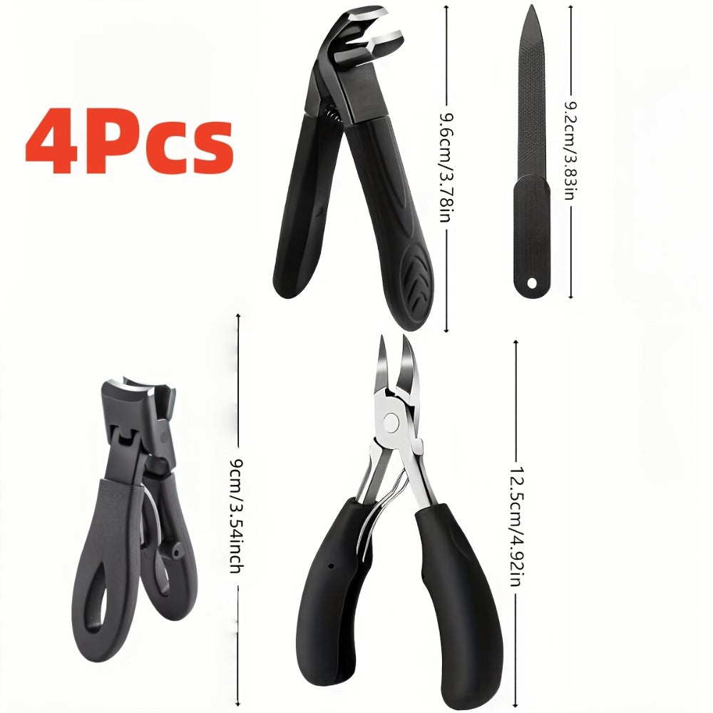 Nail Scissors Set 4pcs for Elderly & Seniors – Extended Handle Curved Blade Anti-Splash Manicure Pedicure Kit — image 4