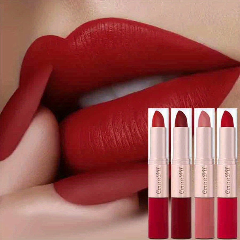 Dual-Ended Matte Lipstick & Lip Gloss Set 4pcs, 2-in-1 Velvety Lip Color, Non-Drying Comfortable Formula — image 1