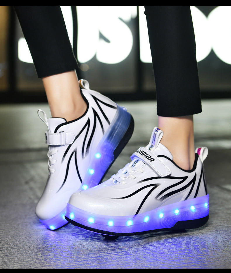 Children's Rechargeable Two-wheel LED Light-up Shoes