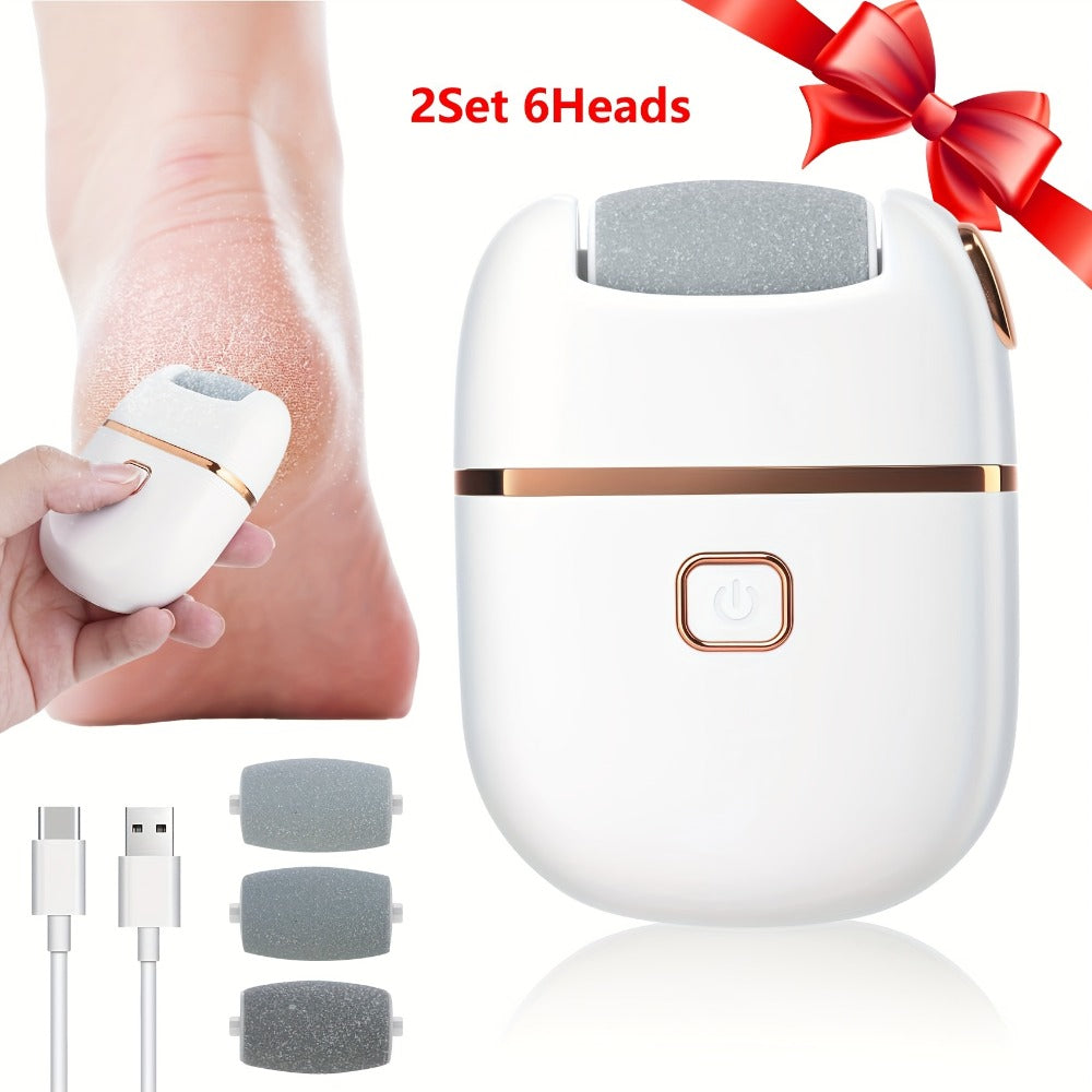 Electric Callus Remover Rechargeable Foot Grinder with 3 Replacement Heads 2 Speed Settings IPX5 Waterproof USB Charging Port