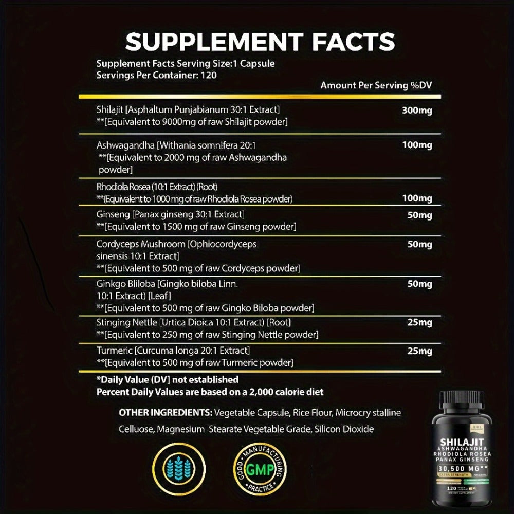 Adaptogen Energy Supplement with Sea Moss & Shilajit, 7-in-1 Formula with Black Seed Oil, Ashwagandha — image 3