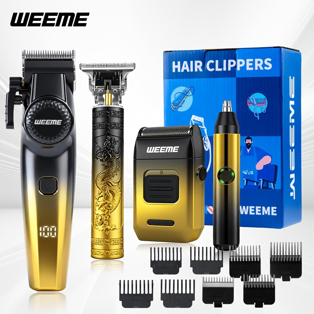 Men's Electric Grooming Kit 4-in-1 – Hair Clipper, Beard Trimmer, Electric Shaver & Nose Hair Trimmer Set, Gradient Design — 