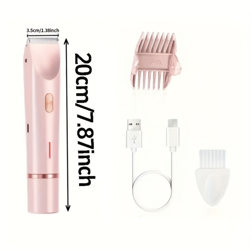 Bikini Trimmer Electric 2-in-1 Rechargeable Dual-Head Face Shaver for Women – Stainless Steel Blade USB Cordless Hair Remover