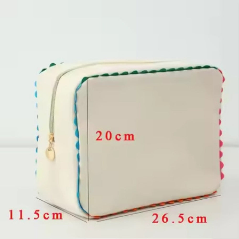 Large Capacity Lace Makeup Bag Women Elegant Floral Cosmetic Organizer Portable Travel Toiletry Bag Vanity Case Beige Birthda