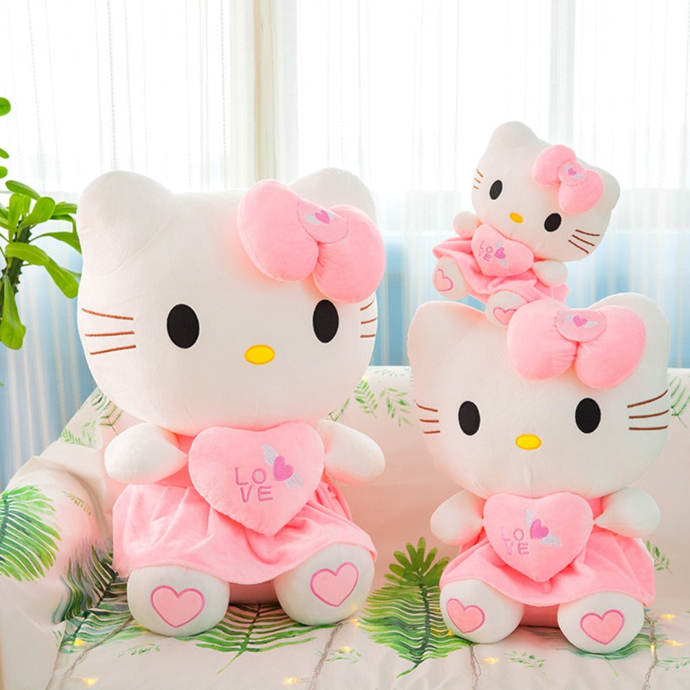 Hello Kitty Stuffed Animal Plush Doll Officially Licensed Sanrio, Pink White KT Cat Cuddly Plush with Hugging Heart — image 6