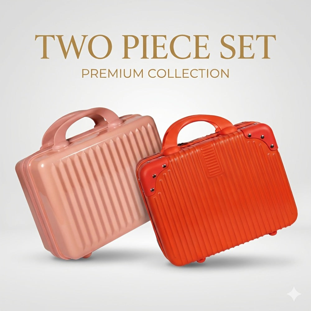 Hard Shell Makeup Travel Case Waterproof Pressure-Proof Portable Cosmetic Suitcase with Elastic Band Luggage Attachment Carry