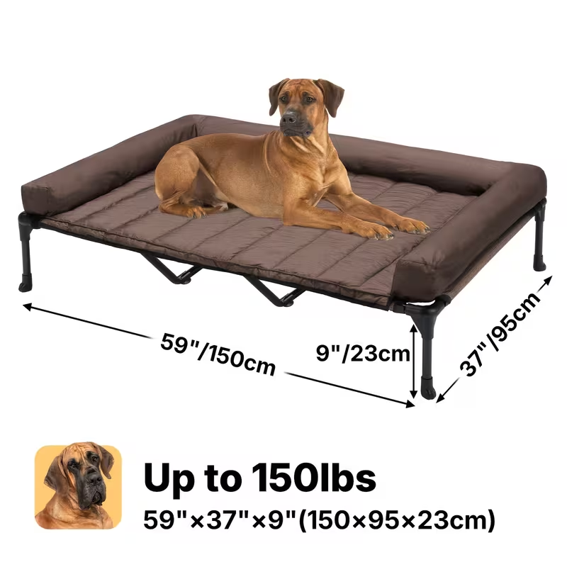 Elevated Dog Bed with Teslin Mesh Cot, Powder-Coated Steel Frame and Removable Bolster Top in Four Sizes — image 37