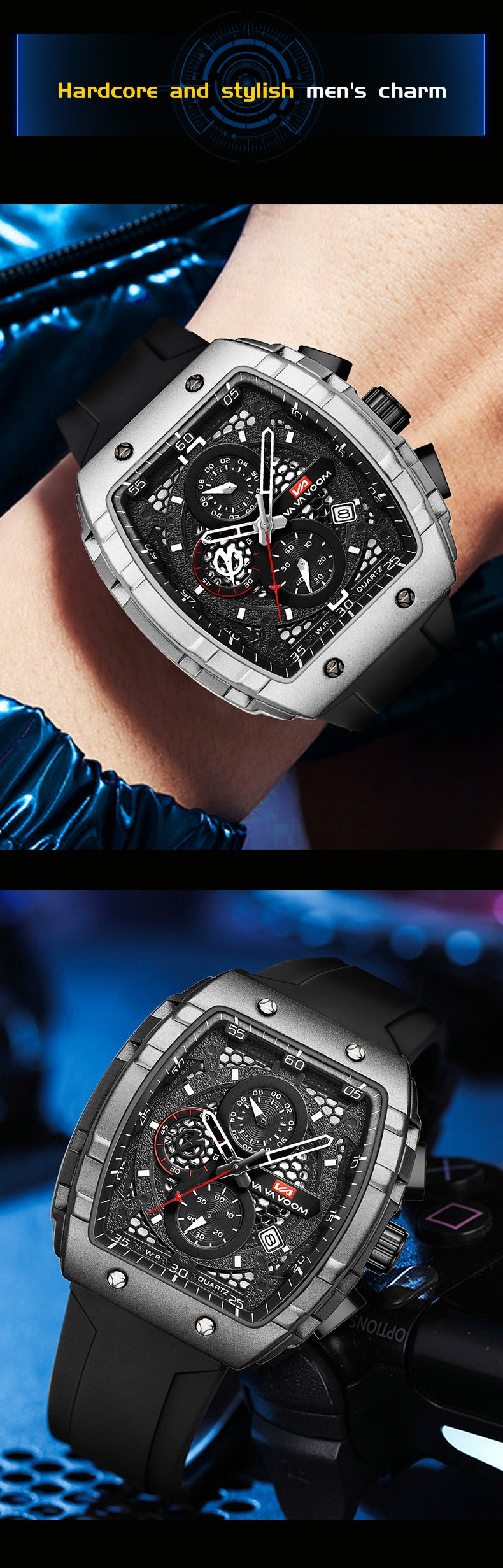 Multifunctional Business Waterproof Calendar Wine Barrel Non-automatic Mechanical Watch