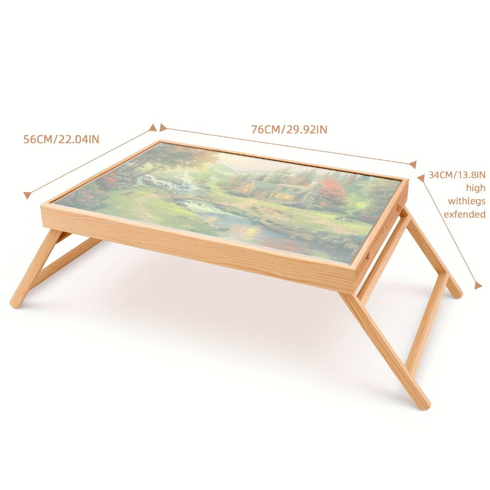 Foldable Puzzle Board Table with Legs – 29.9"x22" Elevated Wooden Jigsaw Desk, 4 Sorting Drawers, Back-Saving Ergonomic Desig