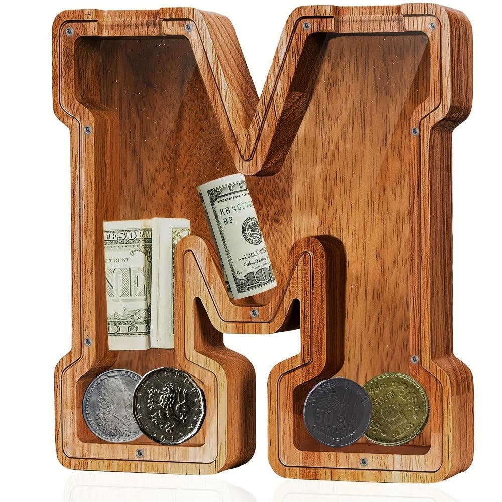 Personalized Wooden Piggy Bank for Kids – A-Z Alphabet Letter Initial Coin & Bill Savings Bank for Boys & Girls — image 21
