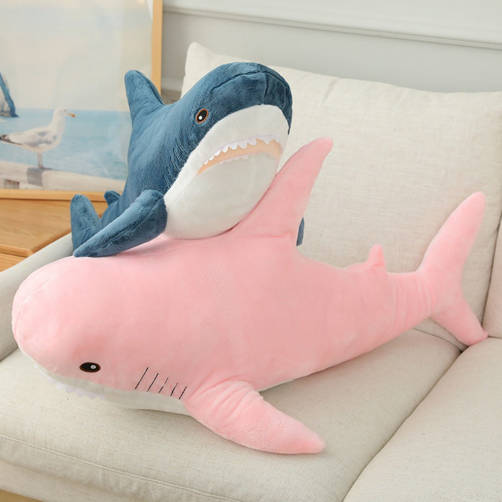 Plush Toy Jumbo Shark Pillow 24-Inch in Blue, Grey, Blue-Pink or Rainbow Colorways and Ocean Decor — image 20